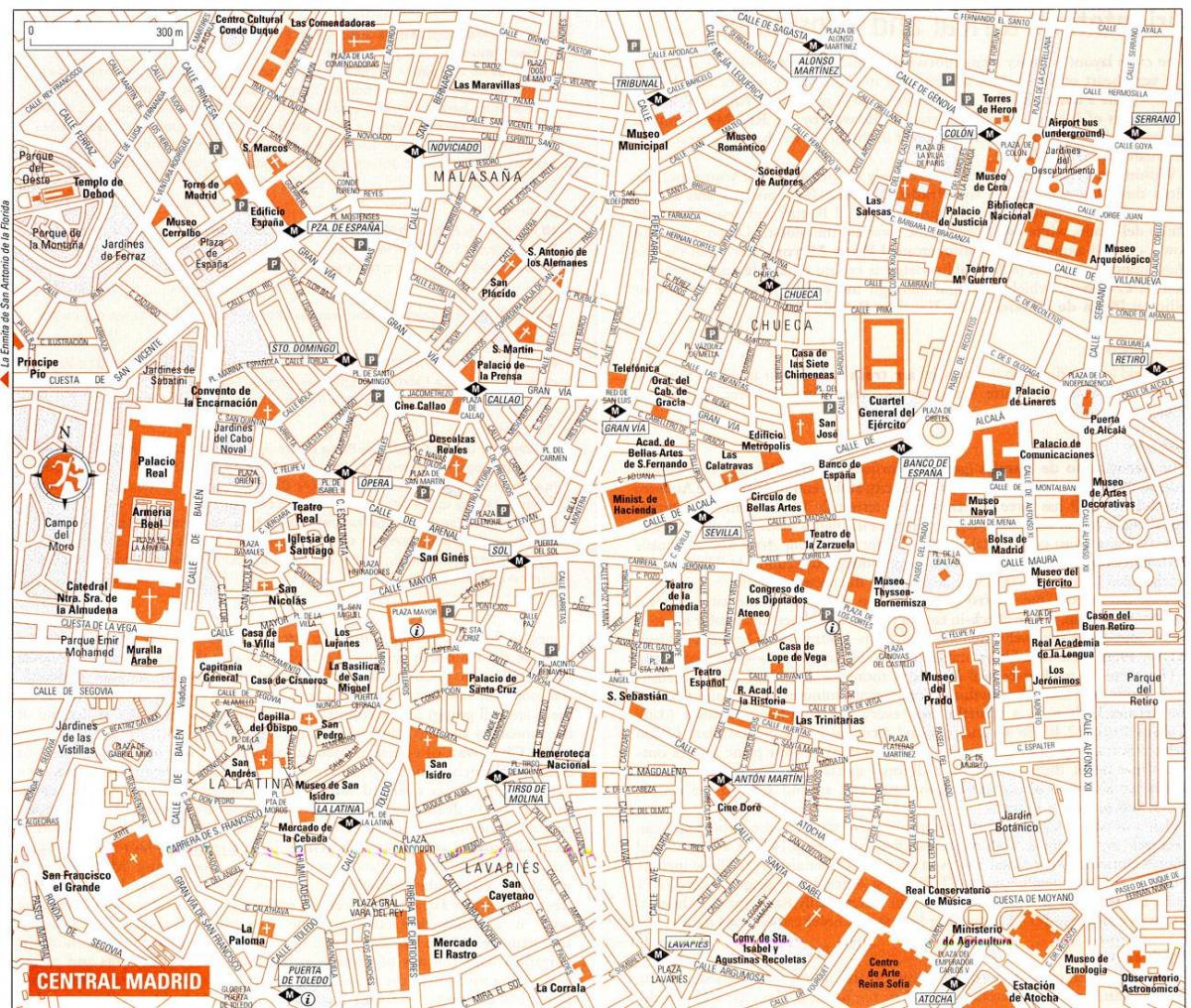 hartën turistike të Madridit qendra
