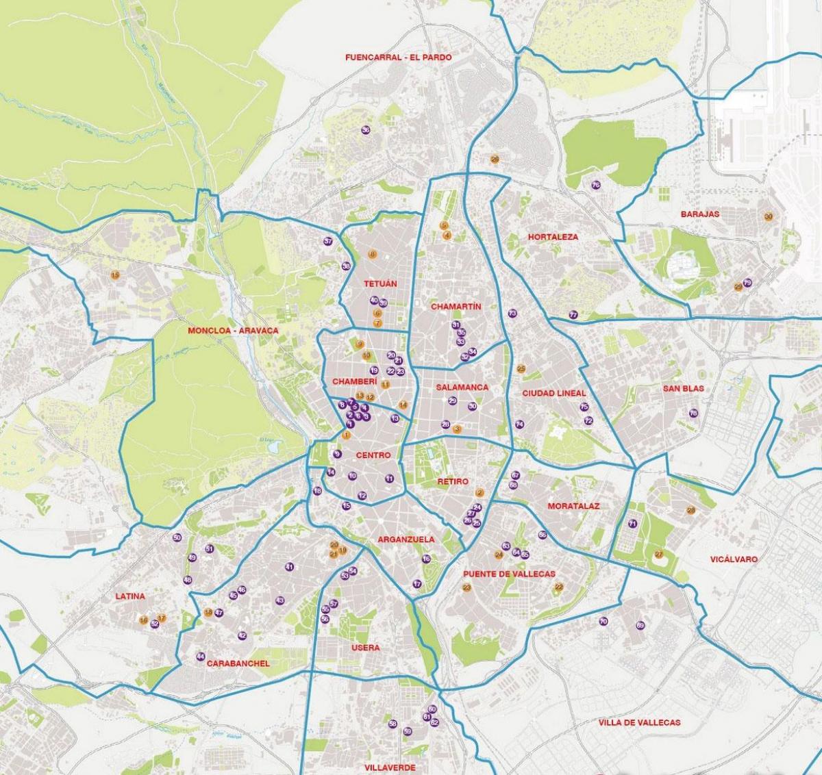 fushat e Madridit hartë