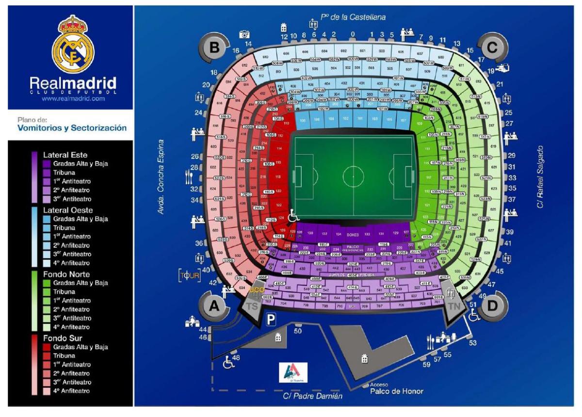 harta e real Madrid në stadiumin e