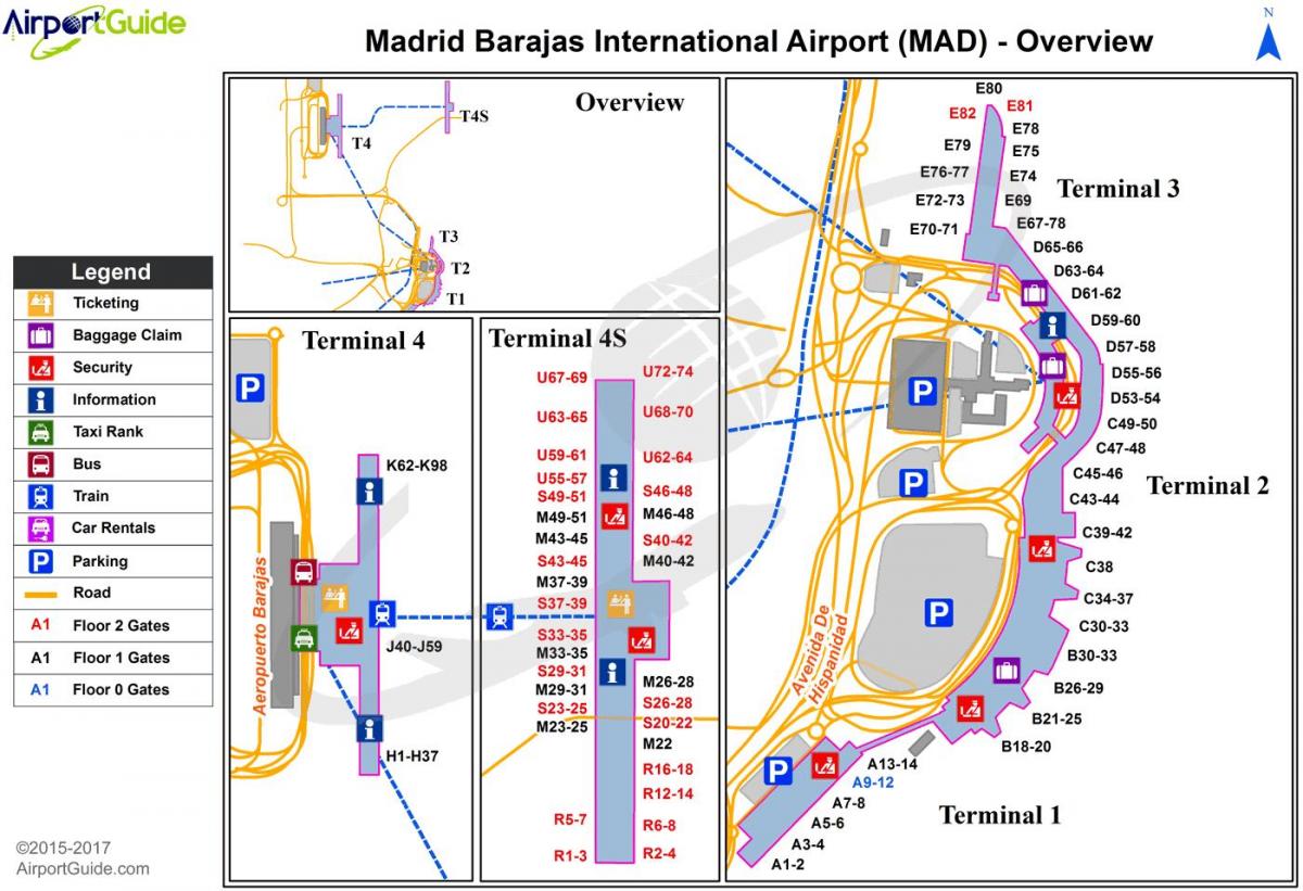 harta e Madrid, Spanjë aeroport