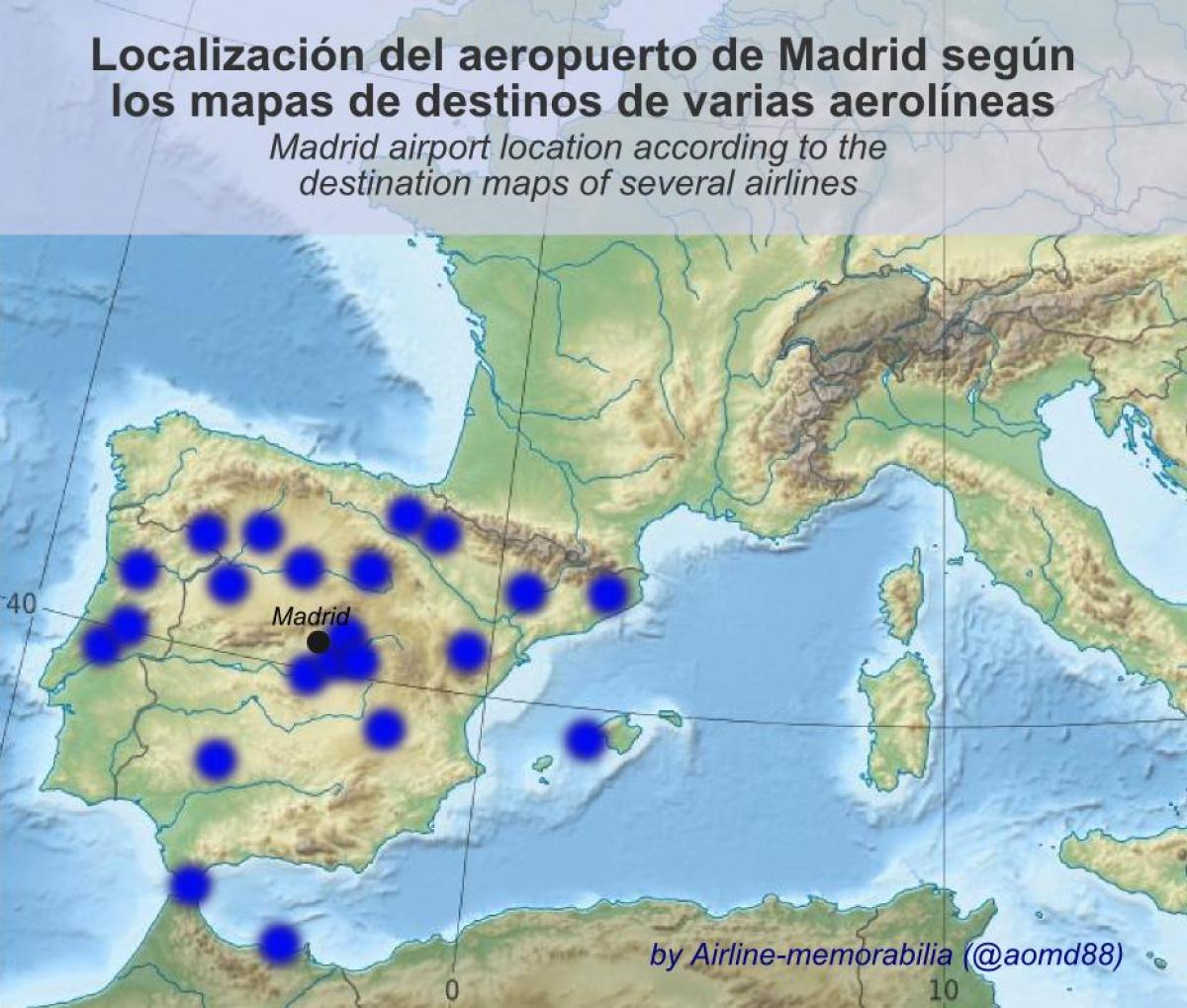harta e Madridit aeroporti destinacione