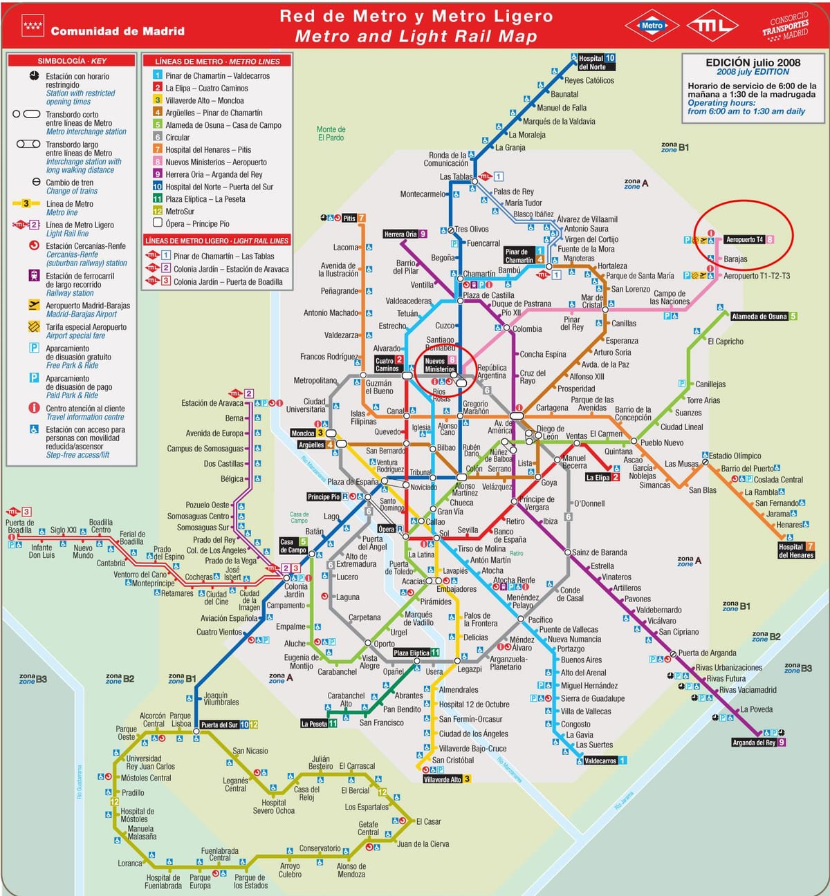 Madrid metro hartë aeroport