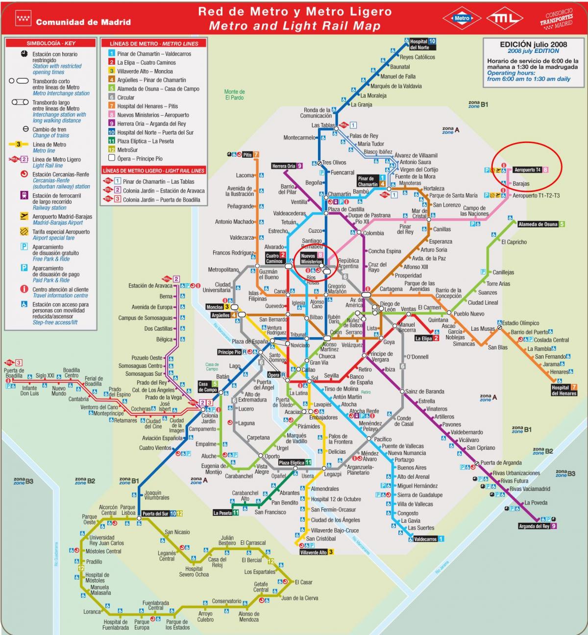 Madrid metro hartë aeroport