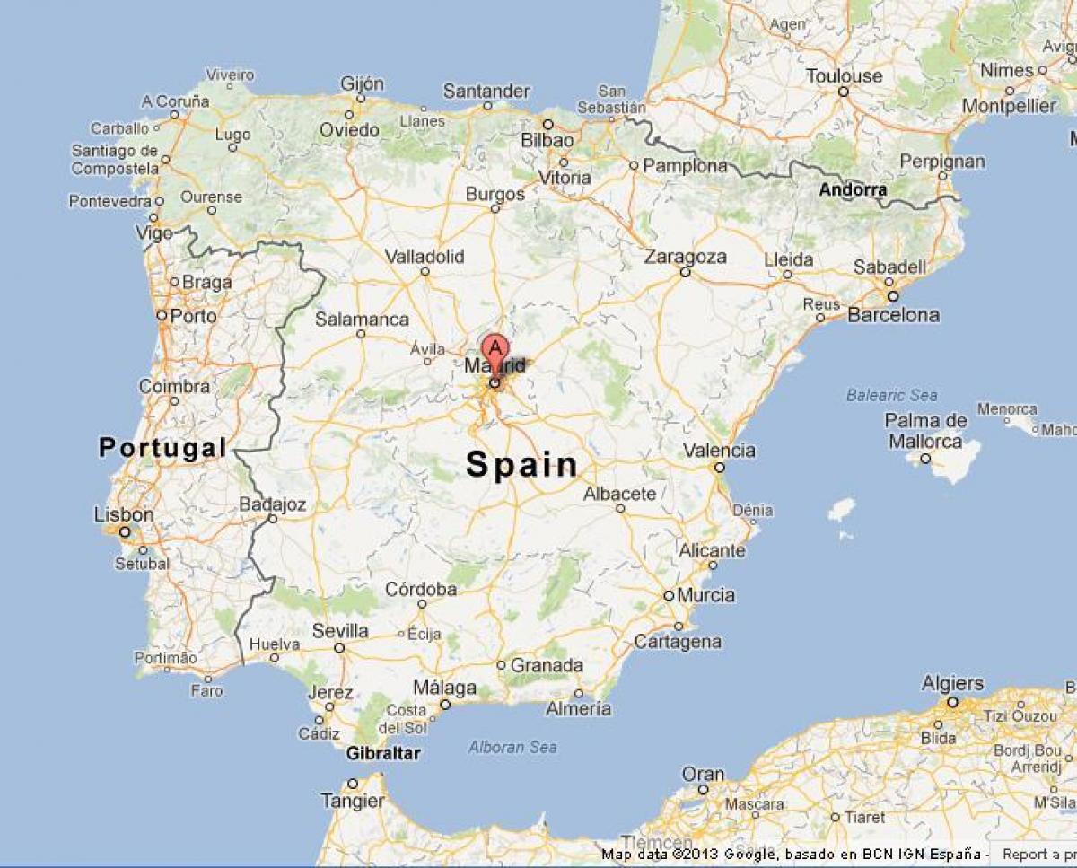 harta e Spanjës duke treguar Madrid