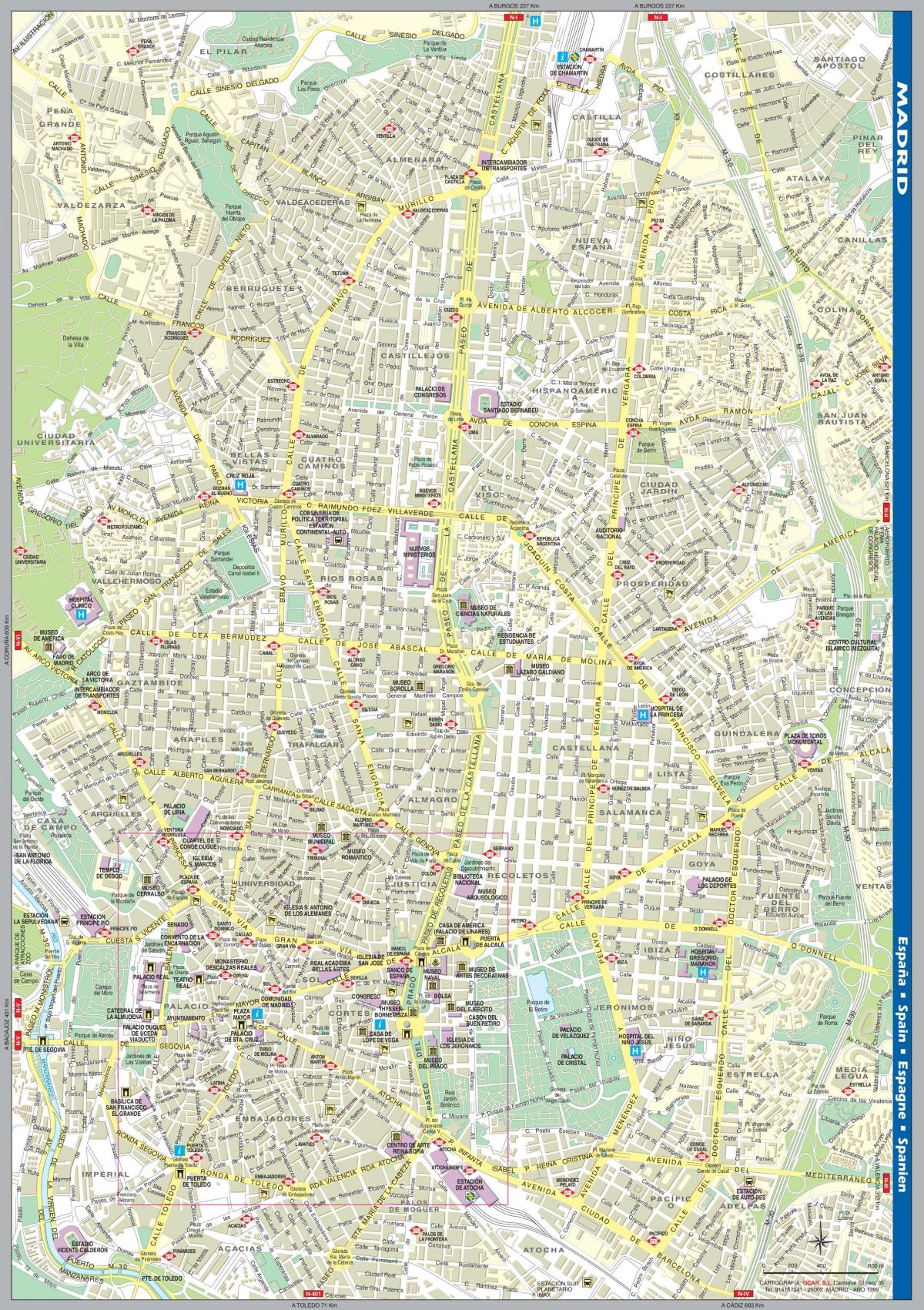 rrugë hartë e Madridit në qendër të qytetit