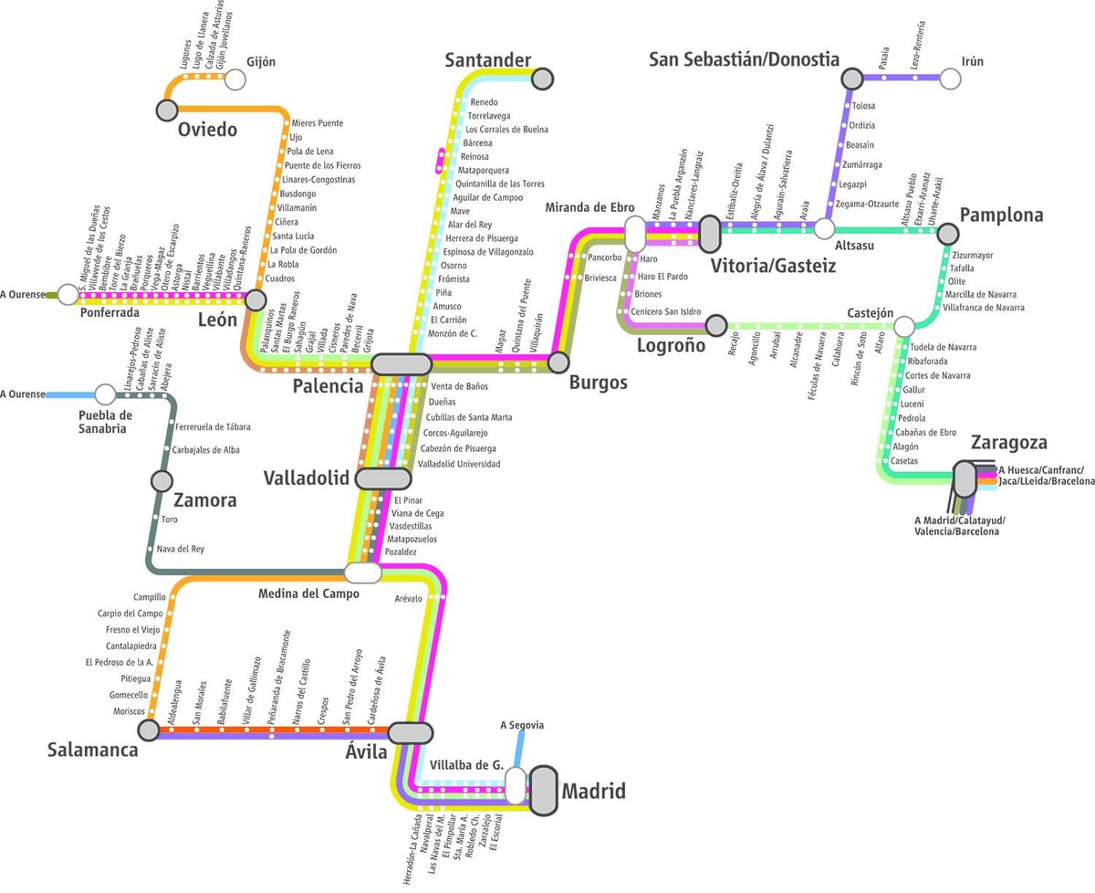 harta e renfe Madridit