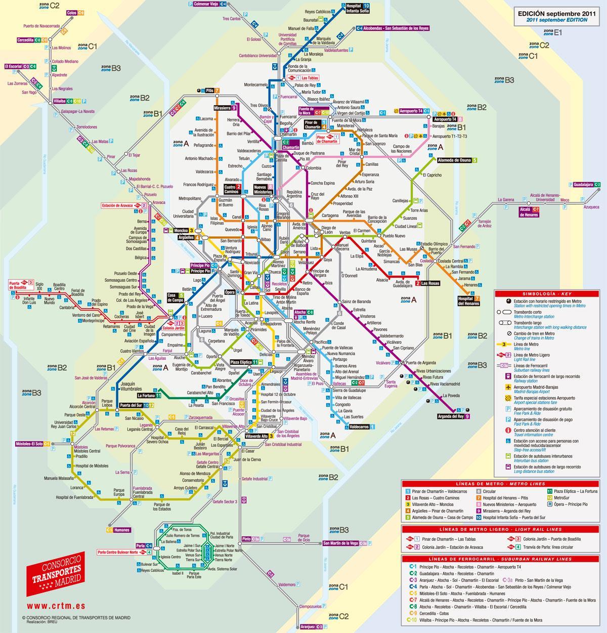 harta e Madridit tramvaj