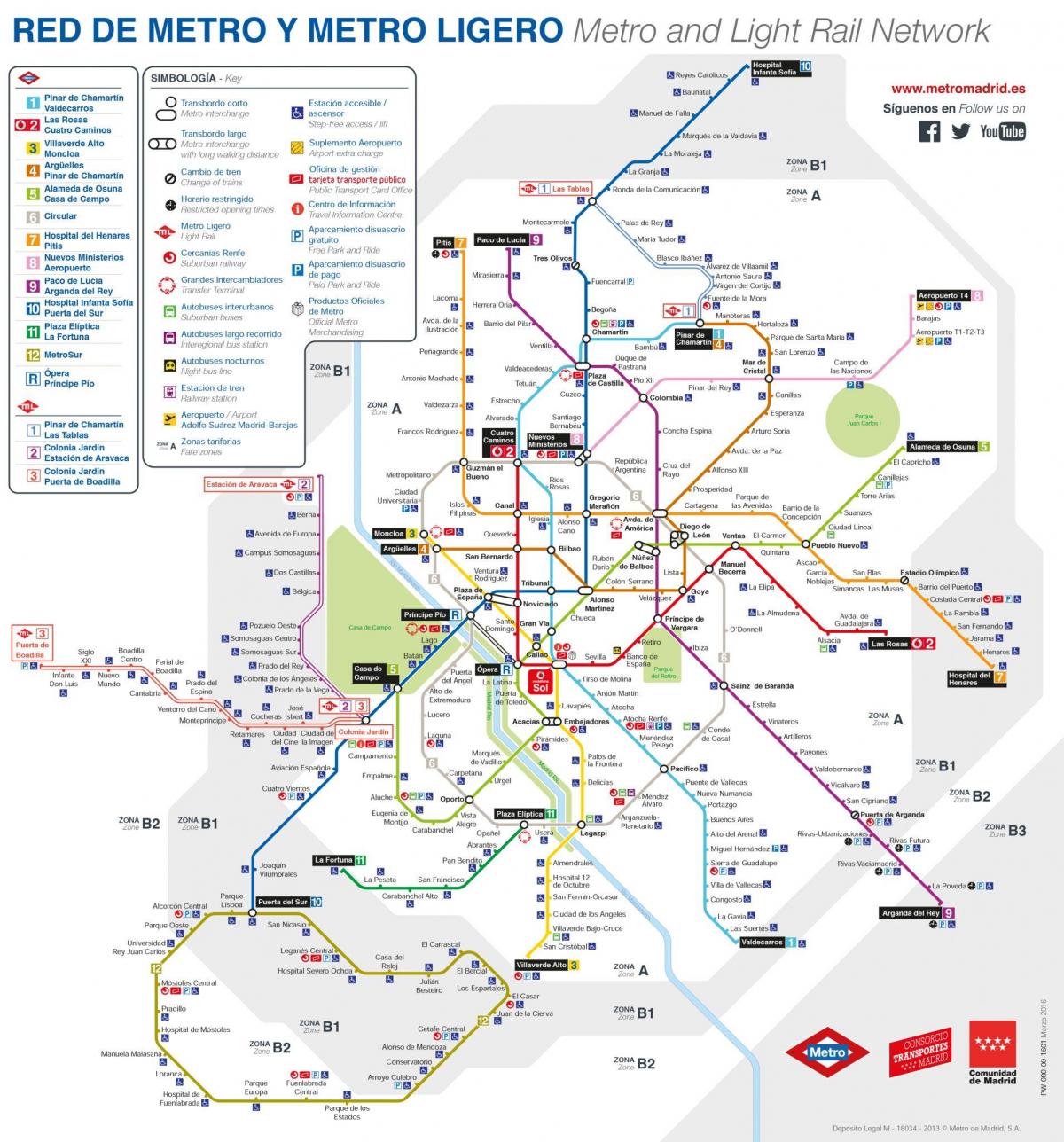 harta e Madridit transportit publik