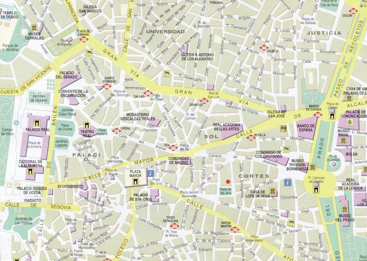 Madrid, në qendër të qytetit hartë