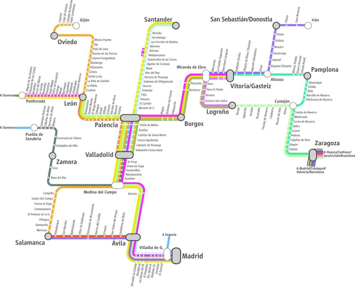 harta e renfe tren hartë Madrid