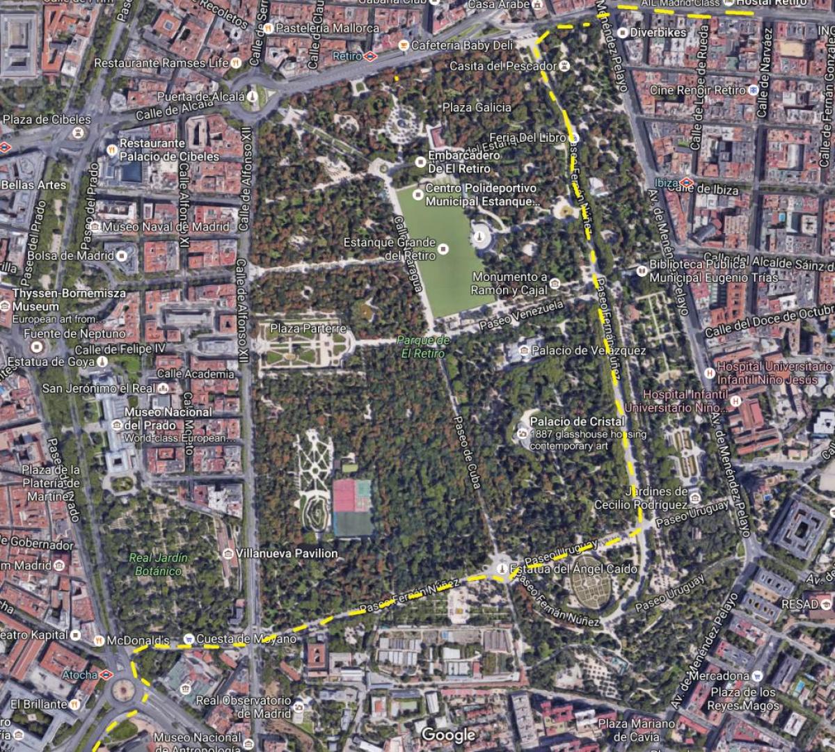 parkun retiro Madrid hartë