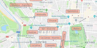 Harta e Madrid, Spanjë lagjet e
