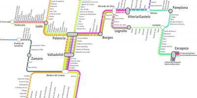 Harta e renfe tren hartë Madrid